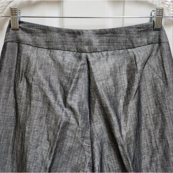 David N Pants Womens 10 Linen Blend Black Silver Wide Leg Textured Shimmer New - Picture 7 of 12